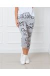 PANTALONES DECONTRACTE PRINT STAR CHIC 9534 GRIS