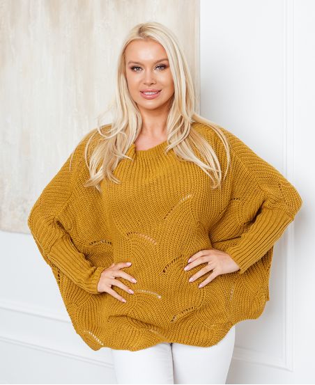 PULLOVER AJOURE OVERSIZE 933 MUSTARD