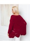 PULLOVER AJOURE OVERSIZE 933 BORDEAUX