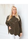 PULLOVER AJOURE OVERSIZE 933 MILITARY GREEN
