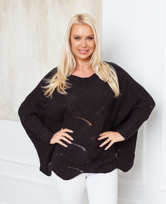 PULLOVER AJOURE OVERSIZE 933 NERO