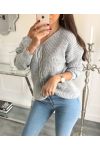 PULLOVER COL V TORSADE 04 GRIS CLAIR