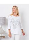 FLOCKING HEART FLUID TOP 19277 WHITE