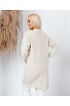 GILET MAILLE LONG 2 POCHES 908 BEIGE CLAIR