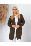 GILET MAILLE LONG 2 POCHES 908 VERT MILITAIRE