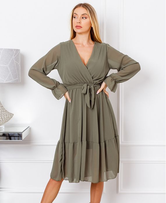 VOILE DRESS 1368 MILITARY GREEN