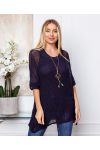 TUNIC 2 PIECES + NECKLACE OFFERED NAVY BLUE 20207
