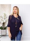 TUNIC 2 PIECES + NECKLACE OFFERED NAVY BLUE 20207
