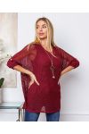 TUNIQUE 2 PIECES + COLLIER OFFERT BORDEAUX 20207