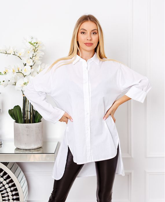 ASYMMETRICAL LONG SHIRT 2709 WHITE