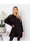 ASYMMETRISCHE LANGE SHIRT 2709 ZWART