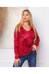 SWETER DZIANINOWY 2718 BORDOWY