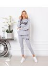 ENSEMBLE 2 PIECES PANTALON + SWEATSHIRT A CAPUCHE VINTAGE 9610 GRIS