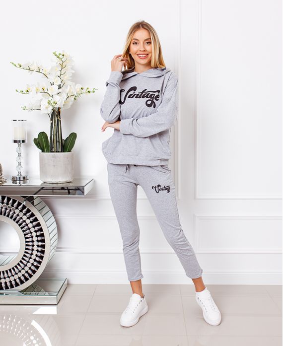 SET 2 PIECES PANTS + HOODIE VINTAGE 9610 GREY