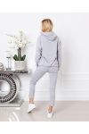 CONJUNTO DE 2 PIEZAS PANTALONES + SUDADERA CON CAPUCHA VINTAGE 9610 GRIS