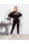 ENSEMBLE 2 PIECES PANTALON + SWEATSHIRT A CAPUCHE VINTAGE 9610 NOIR