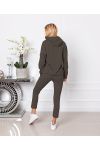 ENSEMBLE 2 PIECES PANTALON + SWEATSHIRT A CAPUCHE VINTAGE 9610 VERT MILITAIRE