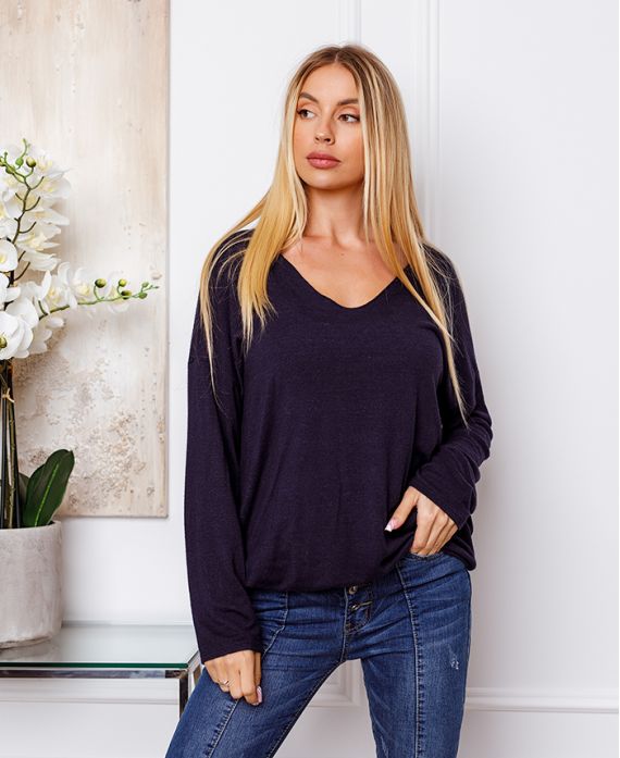 PULLOVER FEIN DETAILS SILBER MARINEBLAU 21283