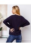 FIJNE SWEATER DETAILS ZILVER MARINEBLAUW 21283