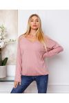 FIJNE SWEATER DETAILS ZILVER ROZE 21283