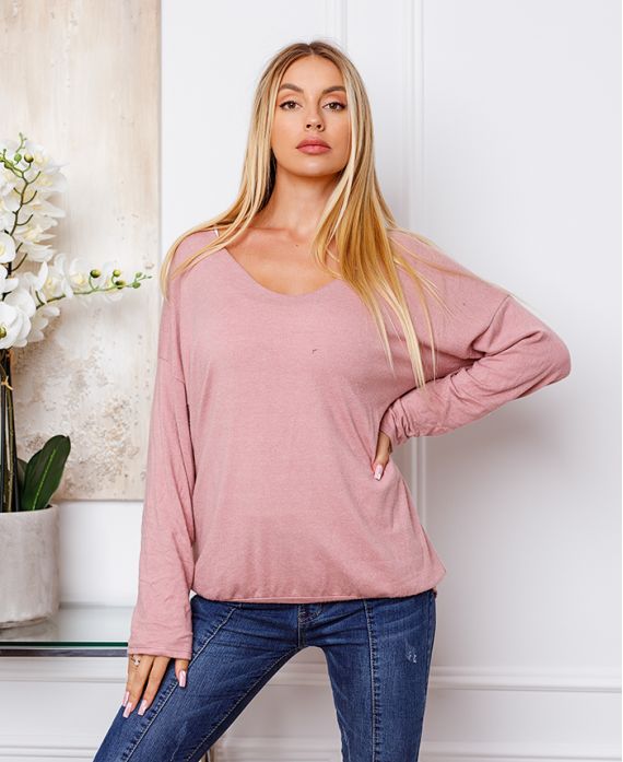 FIJNE SWEATER DETAILS ZILVER ROZE 21283