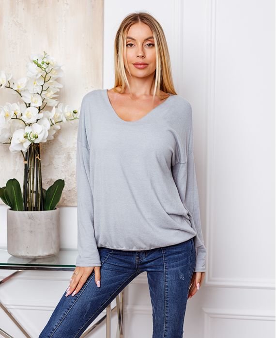 FINE SWEATER DETAILS SILVERY LIGHT GREY 21283