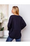 FINE SWEATER PEACE AND LOVE 20327 NAVY BLUE