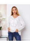 FINE SWEATER PEACE AND LOVE 20327 WHITE
