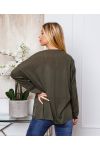 FINE SWEATER PEACE AND LOVE 20327 MILITARY GREEN