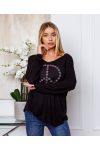 FINE SWEATER PEACE AND LOVE 20327 BLACK