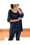 MAGLIONE OVERSIZE EFFETTO DELAVE CON BOTTONI 20258 NERO