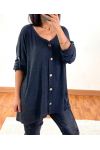 MAGLIONE OVERSIZE EFFETTO DELAVE CON BOTTONI 20258 NERO