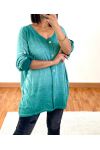 PULL OVERSIZE EFFET DELAVE A BOUTONS 20258 VERT 