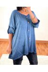 MAGLIONE OVERSIZE EFFETTO DELAVE CON BOTTONI 20258 BLU