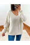  PULLOVER COL V 952 BEIGE CLAIR