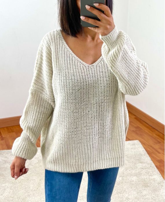  V-NECK PULLOVER 952 LIGHT BEIGE