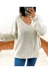  PULLOVER CON SCOLLO A V 952 BEIGE CHIARO