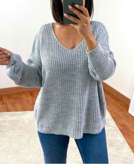 PULLOVER COL V 952 GRIS CLAIR