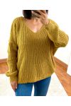 PULLOVER COL V 952 MOUTARDE