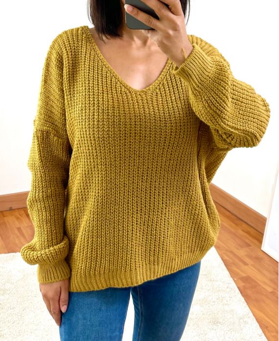 V-NECK PULLOVER 952 MUSTARD