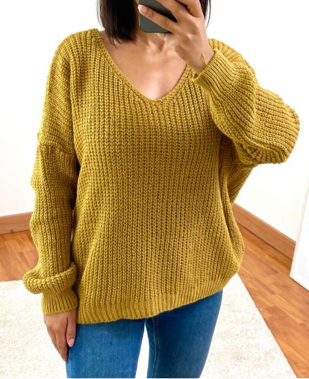 V-NECK PULLOVER 952 MUSTARD