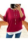 SWEATER 2 PIECES JEWEL INTEGRATED 8372 BURGUNDY