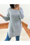 PULLOVER LONG 953 GRIS CLAIR
