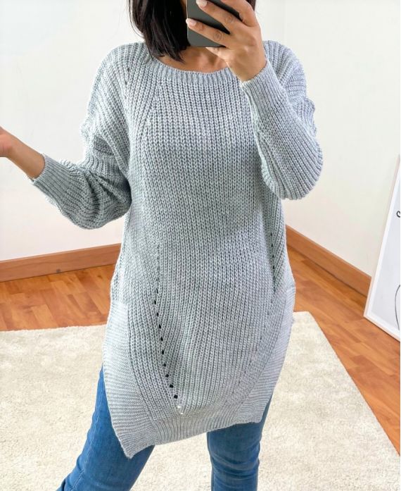 PULLOVER LONG 953 GRIS CLAIR