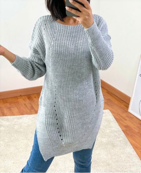 PULLOVER LONG 953 GRIS CLAIR