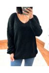 PULLOVER CON SCOLLO A V AJOURE 954 NERO