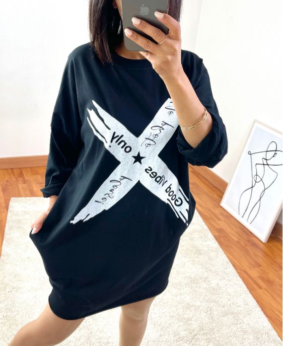 PULL SWEAT GOOD VIBES ONLY 4040 NOIR
