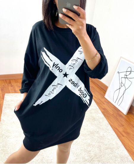PULL SWEAT GOOD VIBES ONLY 4040 NOIR