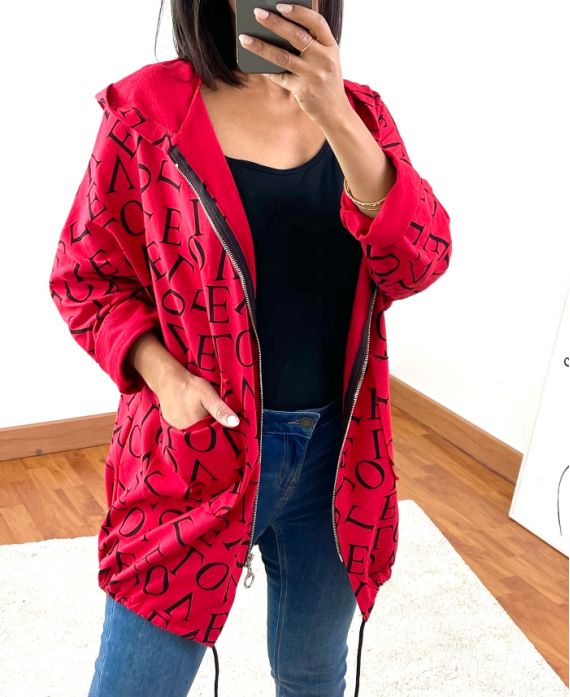 CHAQUETA CON CREMALLERA 9759 ROJO