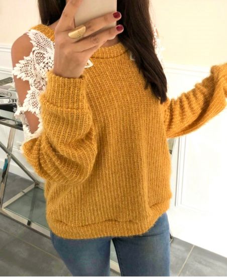 SCHOUDER SWEATER KANT 9168 MUSTARD